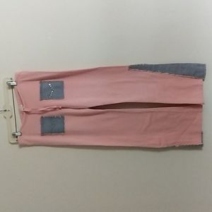 Miss Vintage Funky Style Pink Sweatpants Blue Jean and stud detailing USA SZ M